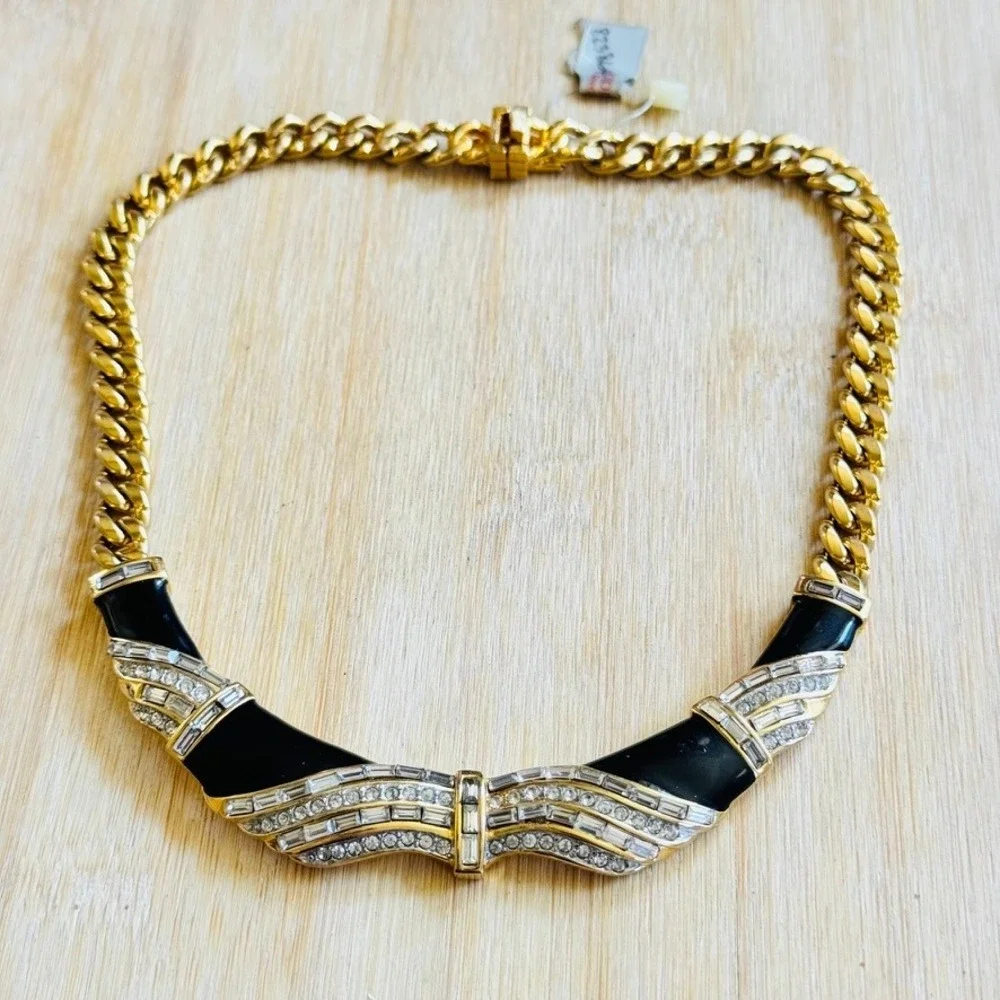 VTG Giorgio Beverly Hills Maresco Necklace VTG Statement Collar Rhinestone Pave